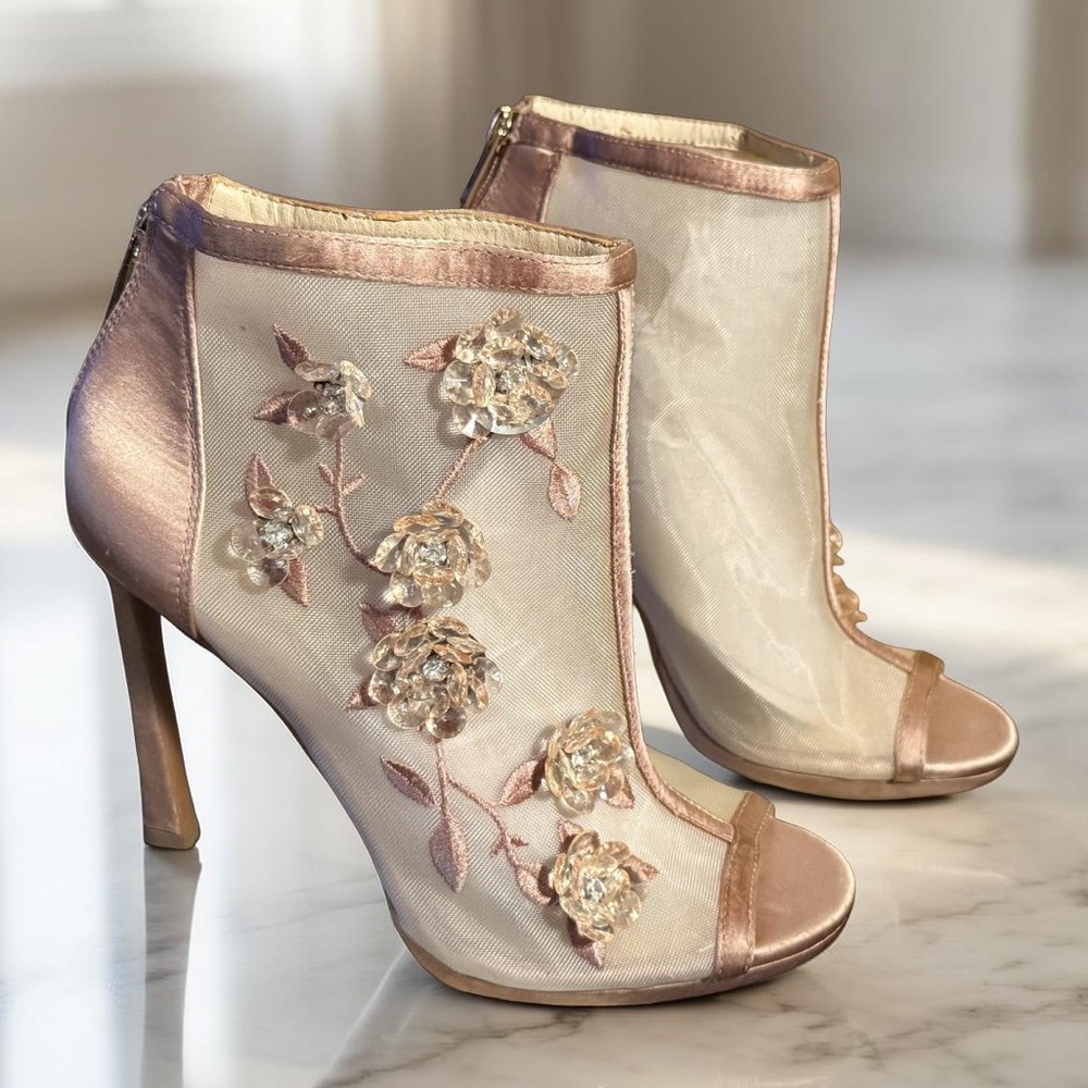 Jessica Simpson NWT Sz 8M Elegant Floral Pedell Mesh Peep-Toe Heels (SH197)